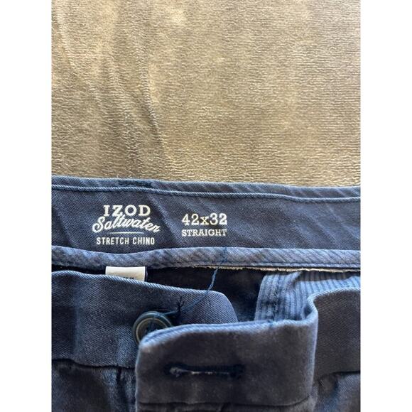 IZOD Saltwater Stretch Chino 42x32 Straight blue‎ pants - Picture 4 of 7